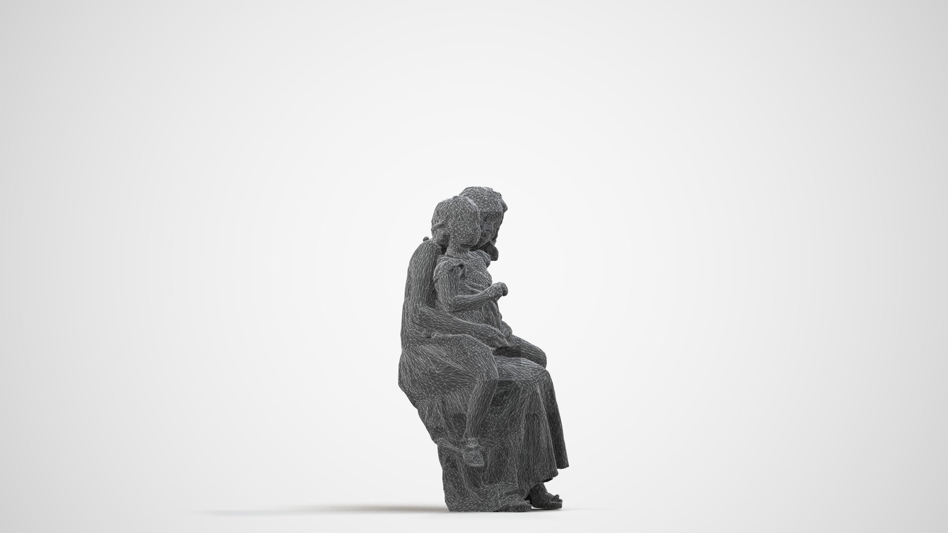 3D scanned boy kids casual, photorealistic archviz people for Enscape and SketchUp, wireframe side view