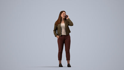 scanned 3D woman casual standing, photogrammetry people for Enscape and V-Ray, side view render
