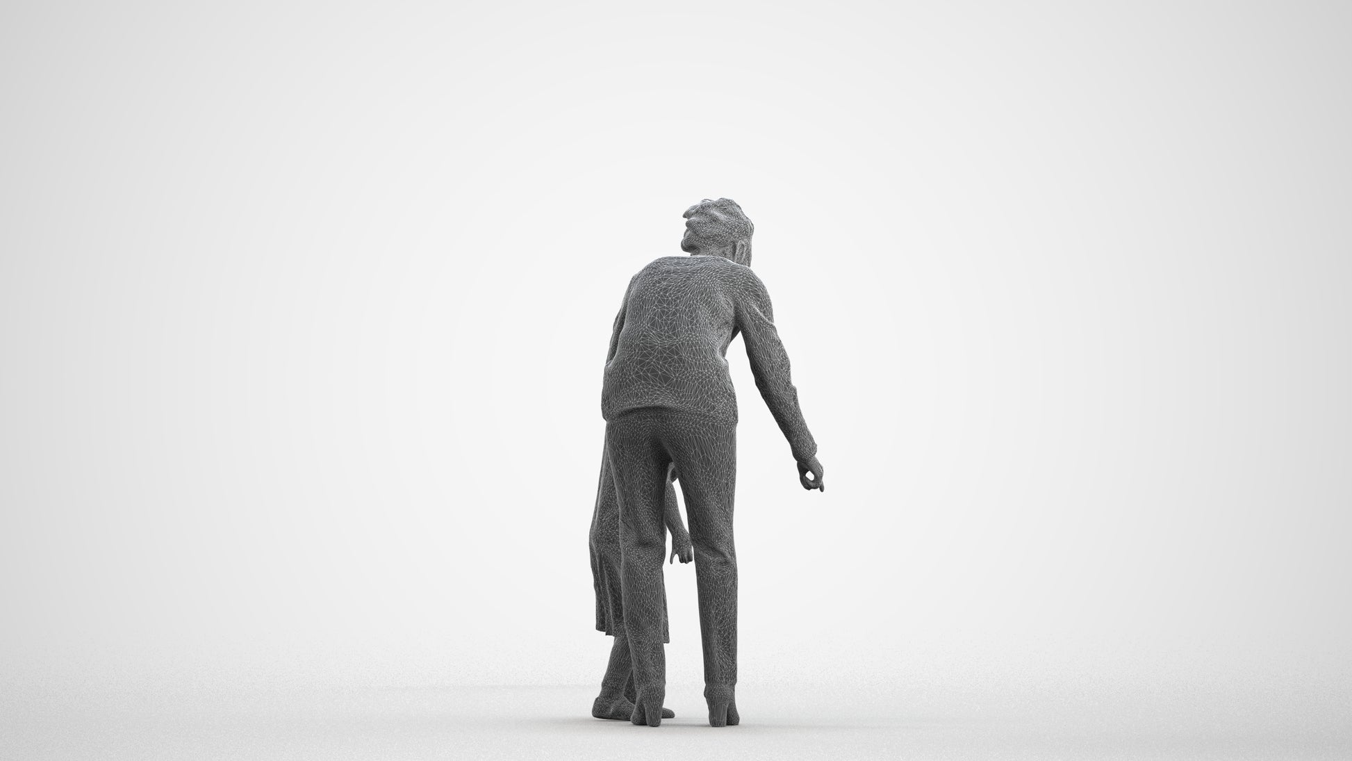 3D people model girl kids, scanned human for 3ds Max rendering, wireframe front view