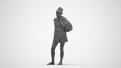3D people model woman casual standing, scanned human for 3ds Max rendering, three-quarter front view render