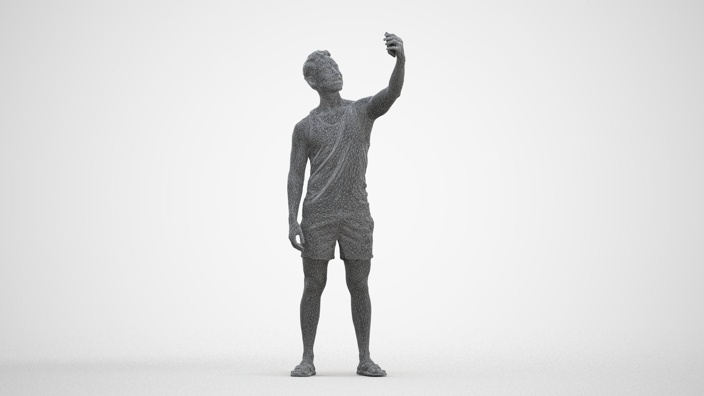 photogrammetry 3D man casual standing, realistic human model archviz FBX, three-quarter front view render