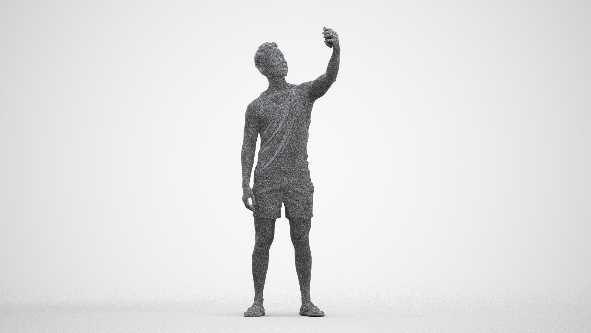 photogrammetry 3D man casual standing, realistic human model archviz FBX, three-quarter front view render