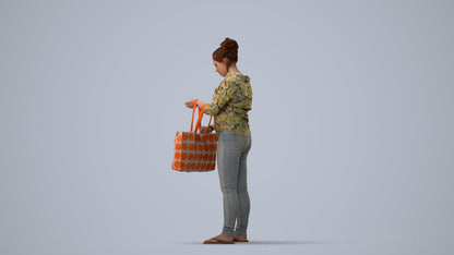 realistic 3D people woman formal shopping, render-ready for V-Ray and Corona, FBX OBJ, three-quarter view render