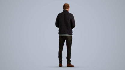 realistic 3D people man casual standing, render-ready for V-Ray and Corona, FBX OBJ, front view render