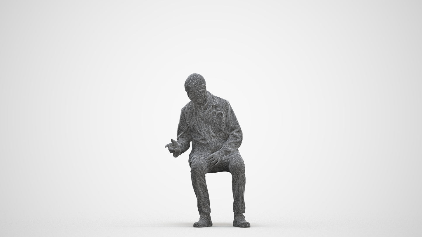 realistic 3D senior man medical, scanned archviz people for Blender and 3ds Max, three-quarter front view render