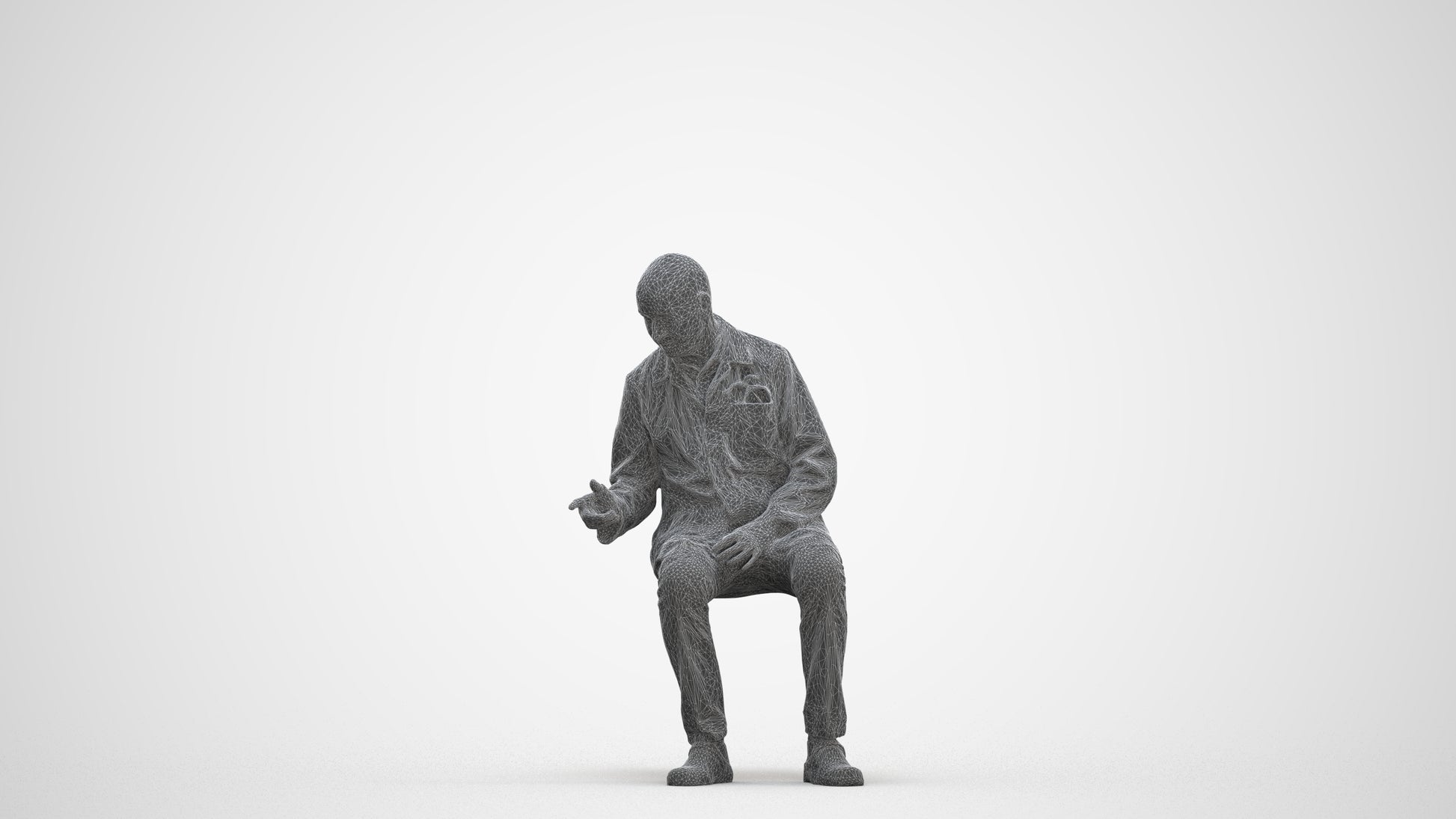 realistic 3D senior man medical, scanned archviz people for Blender and 3ds Max, three-quarter front view render