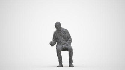 realistic 3D senior man medical, scanned archviz people for Blender and 3ds Max, three-quarter front view render