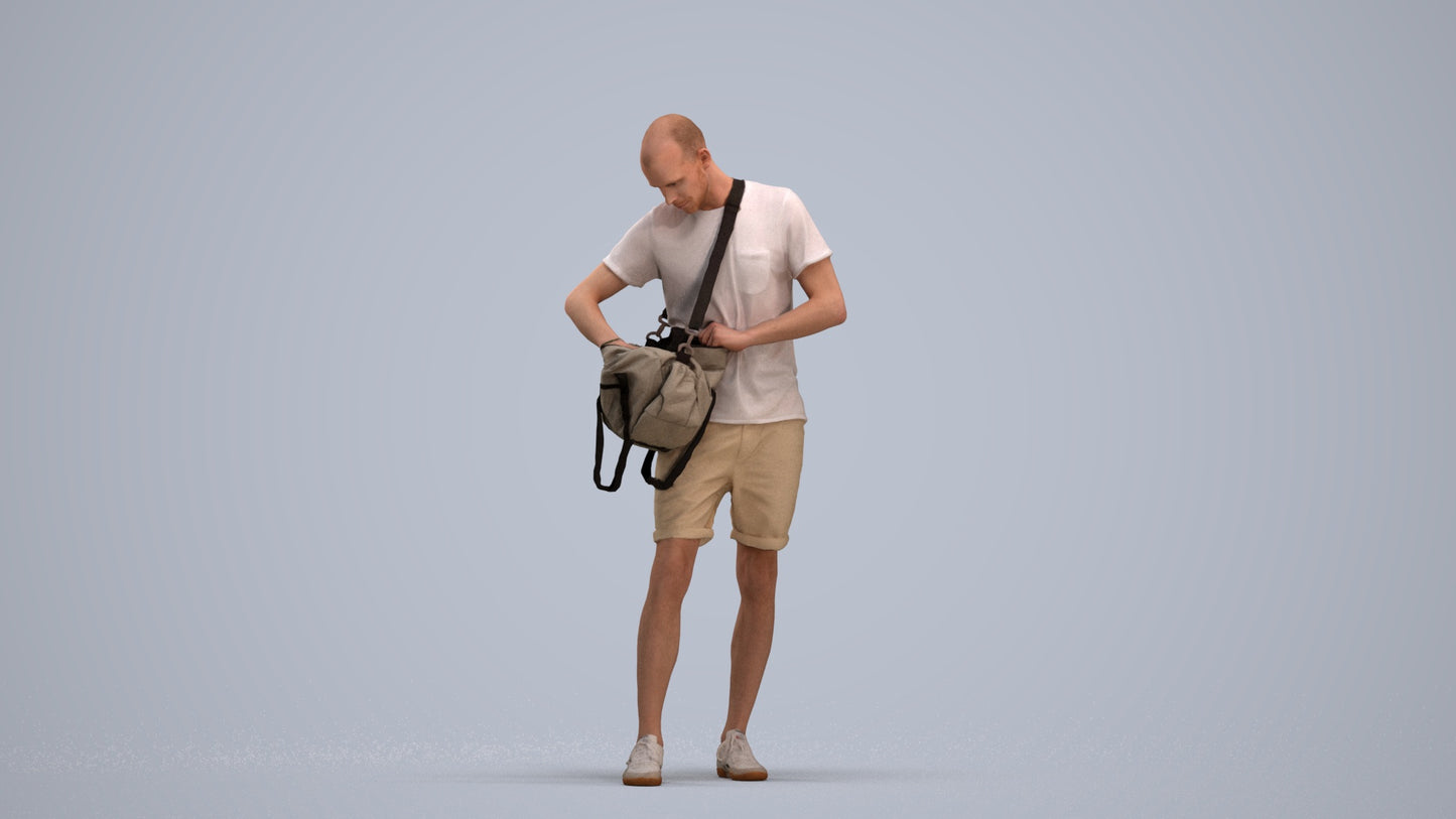 realistic 3D people man casual standing, render-ready for V-Ray and Corona, FBX OBJ, standing pose render