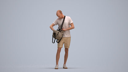 realistic 3D people man casual standing, render-ready for V-Ray and Corona, FBX OBJ, standing pose render
