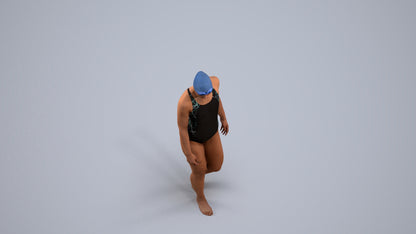 scanned 3D woman sport pool, photogrammetry people for Enscape and V-Ray, back view render