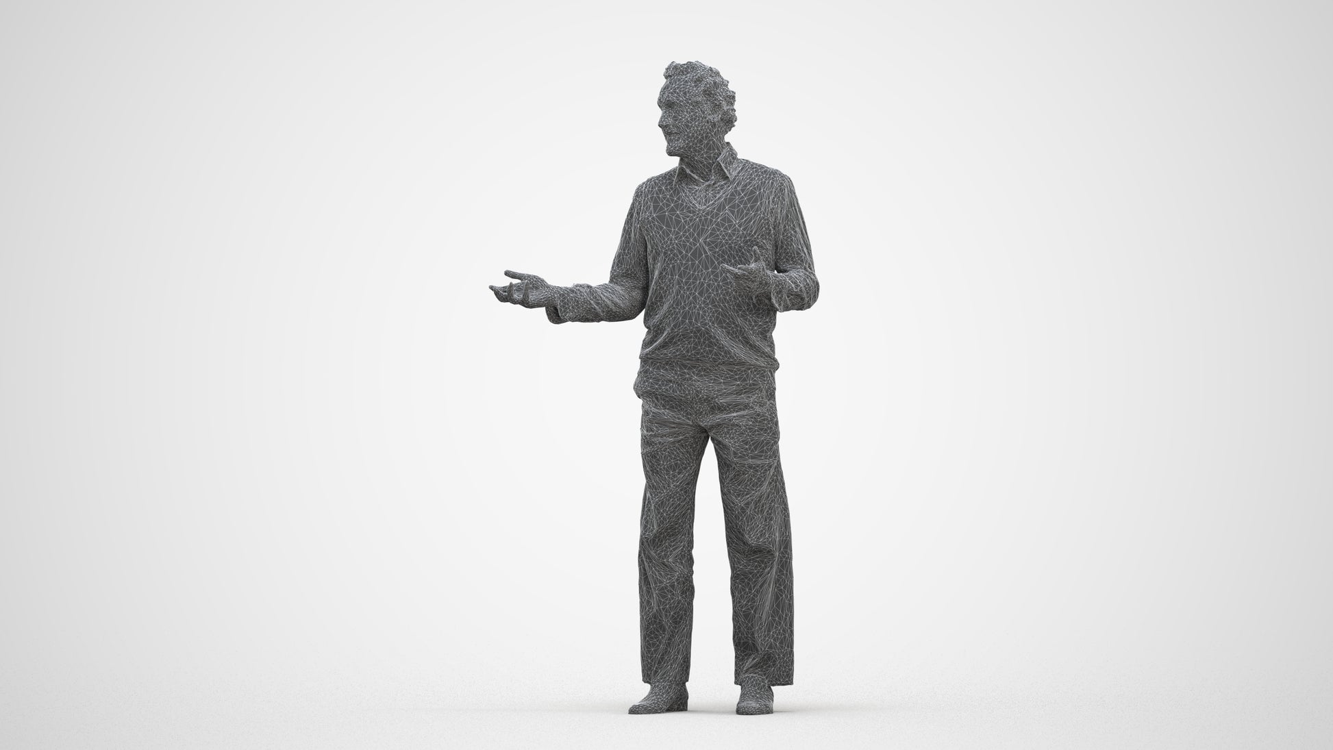 realistic 3D human man business standing, archviz people FBX OBJ for Blender, three-quarter front view render