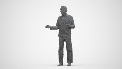 realistic 3D human man business standing, archviz people FBX OBJ for Blender, three-quarter front view render
