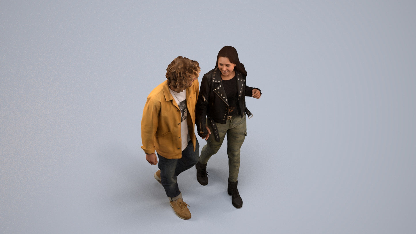 3D human model woman casual shopping, photogrammetry scanned person for archviz, back view render