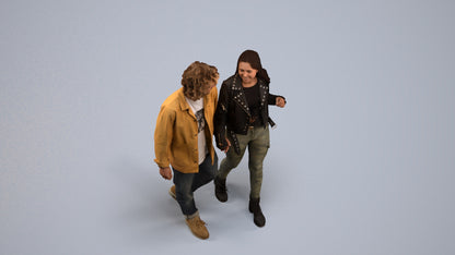 3D human model woman casual shopping, photogrammetry scanned person for archviz, back view render
