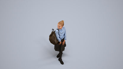 3D people model girl kids, scanned human for 3ds Max rendering, back view render