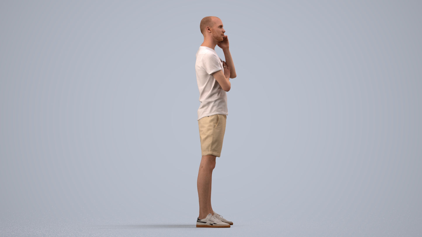 realistic 3D people man casual standing, render-ready for V-Ray and Corona, FBX OBJ, side view render