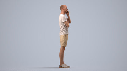 realistic 3D people man casual standing, render-ready for V-Ray and Corona, FBX OBJ, side view render