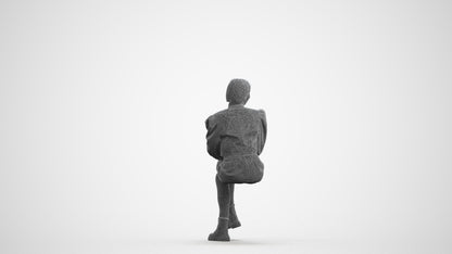 3D people model woman casual sitting, scanned human for 3ds Max rendering, wireframe front view