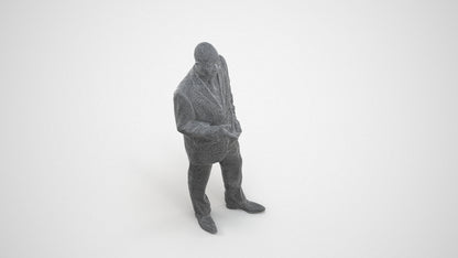realistic 3D human man business, archviz people FBX OBJ for Blender, wireframe three-quarter view