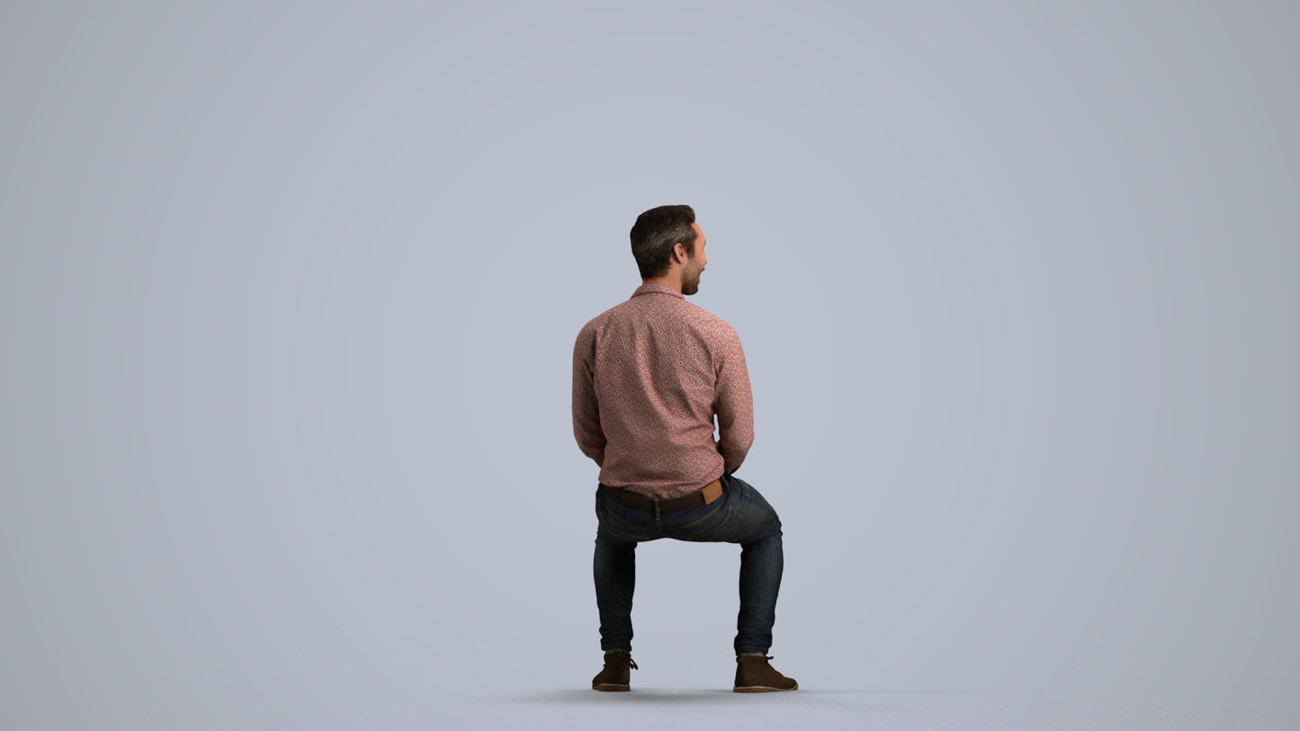 realistic 3D people man casual pool, render-ready for V-Ray and Corona, FBX OBJ, front view render