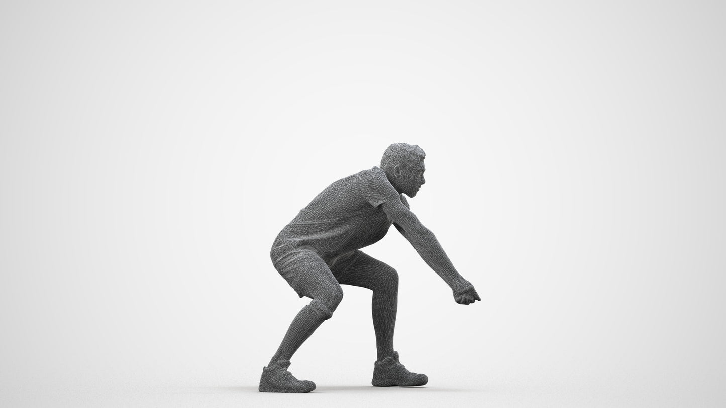 scanned 3D man sport, photogrammetry people for Enscape and V-Ray, wireframe side view