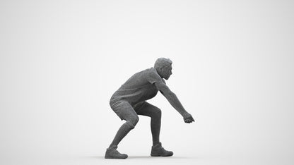 scanned 3D man sport, photogrammetry people for Enscape and V-Ray, wireframe side view