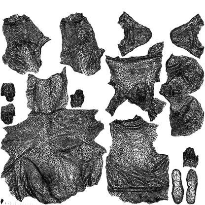 realistic 3D woman kids, scanned archviz people for Blender and 3ds Max, wireframe top-down view