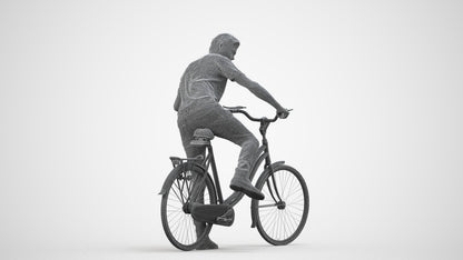 realistic 3D people man casual cycling, render-ready for V-Ray and Corona, FBX OBJ, wireframe side view