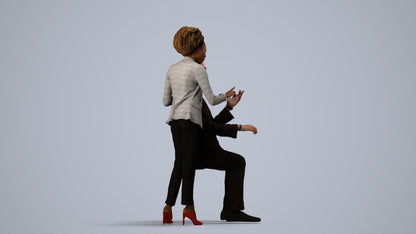 realistic 3D people woman business, render-ready for V-Ray and Corona, FBX OBJ, side view render