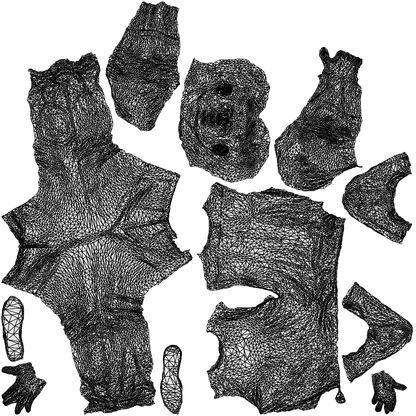 3D human model man casual walking, photogrammetry scanned person for archviz, wireframe top-down view