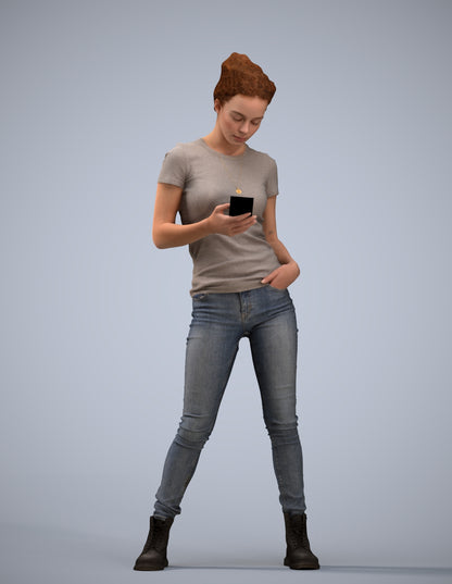 photogrammetry 3D woman casual standing, realistic human model archviz FBX