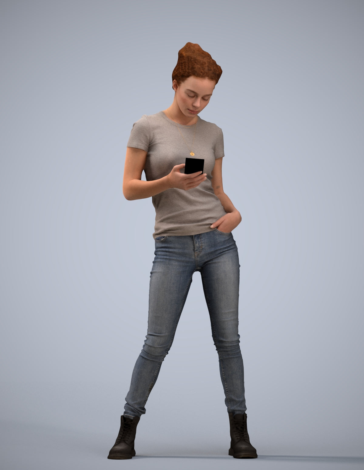 photogrammetry 3D woman casual standing, realistic human model archviz FBX