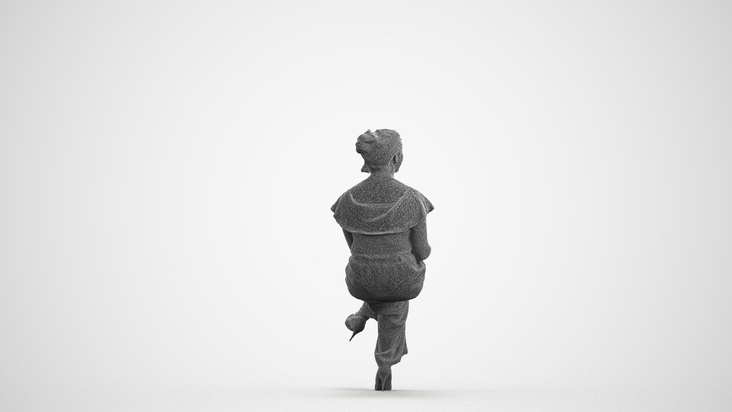 3D scanned woman business casual, photorealistic archviz people for Enscape and SketchUp, wireframe front view