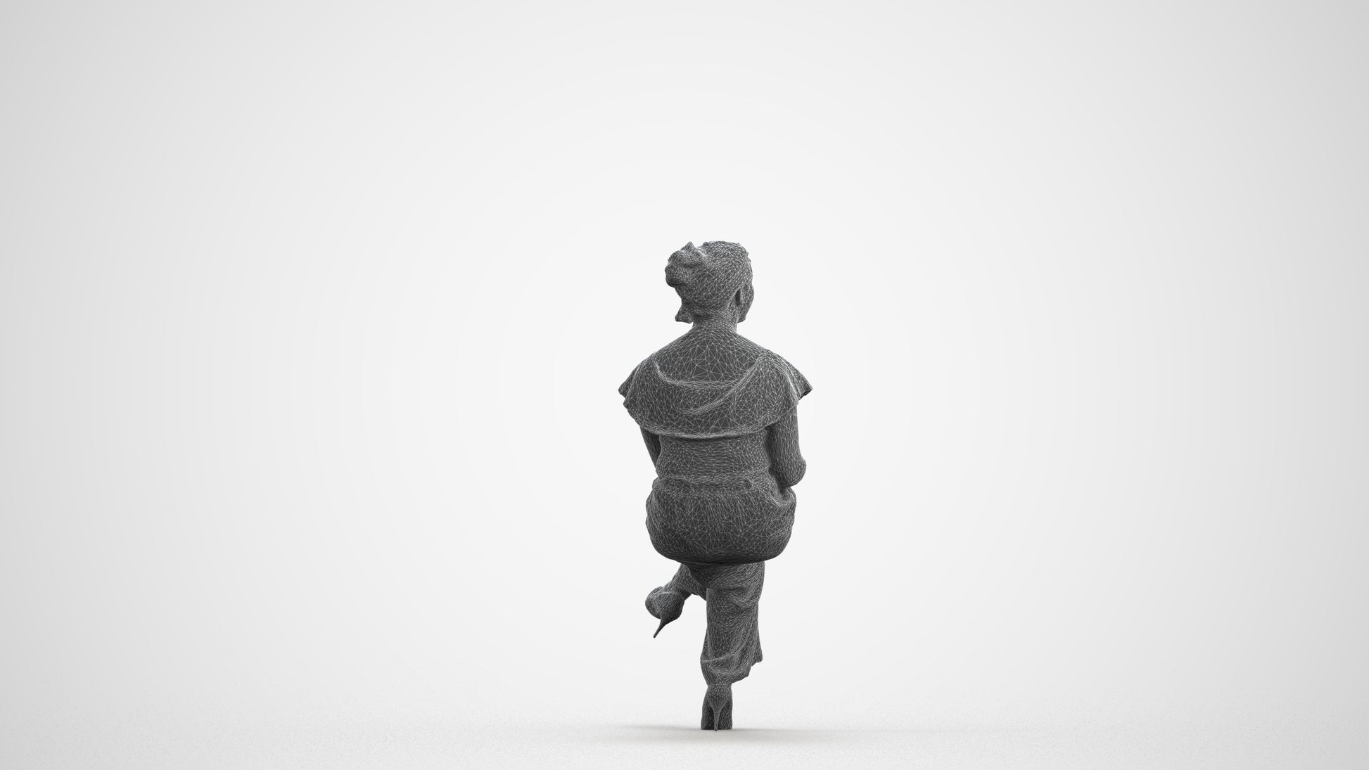 3D scanned woman business casual, photorealistic archviz people for Enscape and SketchUp, wireframe front view