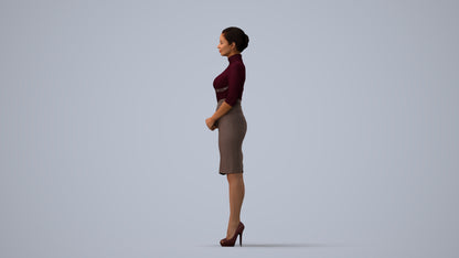 scanned 3D woman business, photogrammetry people for Enscape and V-Ray, three-quarter view render
