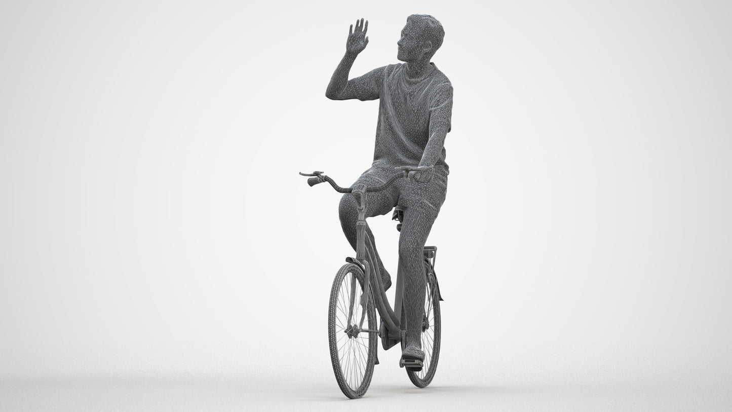 realistic 3D human man casual cycling, archviz people FBX OBJ for Blender, three-quarter front view render