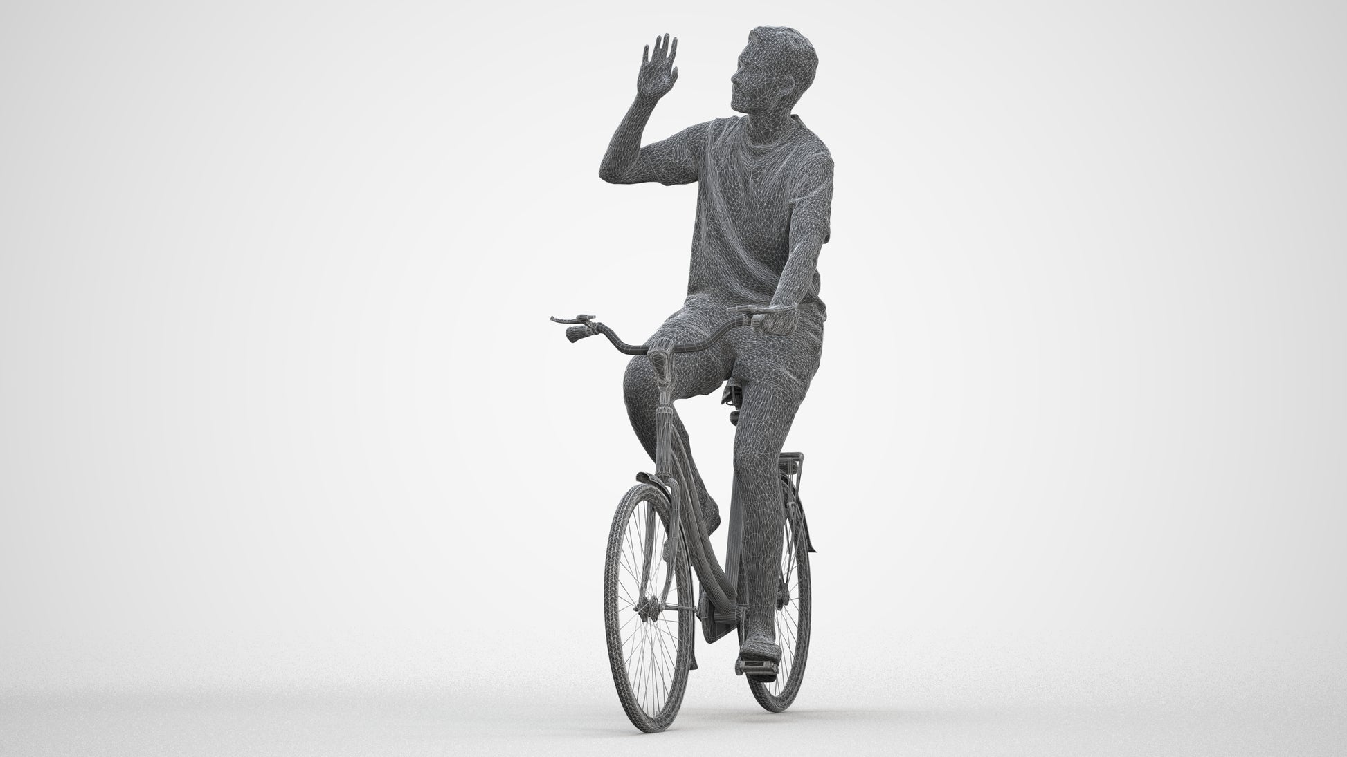 realistic 3D human man casual cycling, archviz people FBX OBJ for Blender, three-quarter front view render