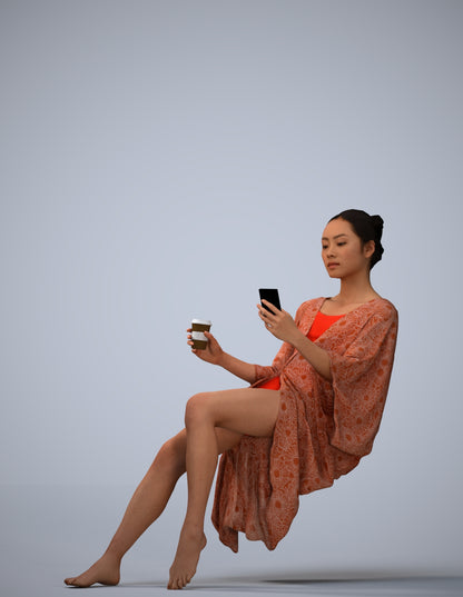 realistic 3D woman pool, scanned archviz people for Blender and 3ds Max