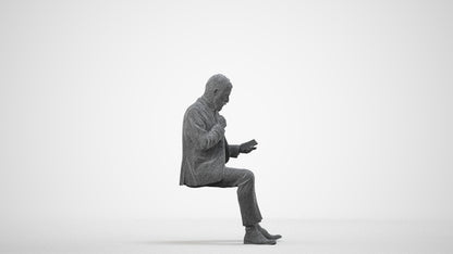 realistic 3D human man business, archviz people FBX OBJ for Blender, wireframe side view