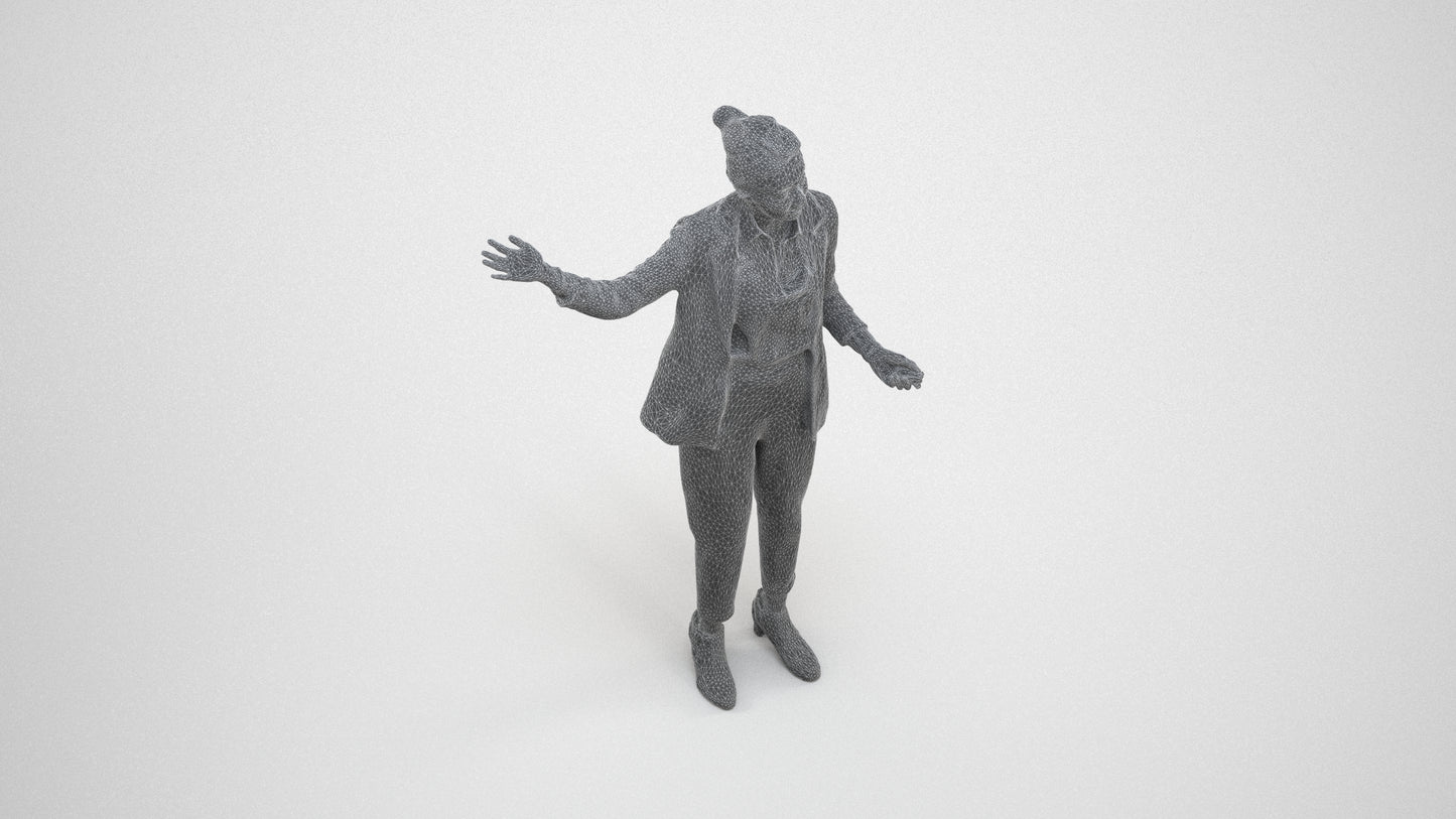photogrammetry 3D woman business, realistic human model archviz FBX, wireframe three-quarter view