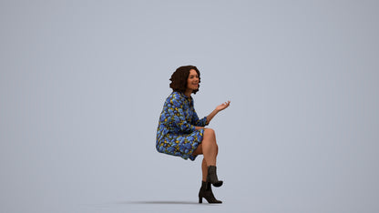 realistic 3D people woman casual sitting, render-ready for V-Ray and Corona, FBX OBJ, side view render