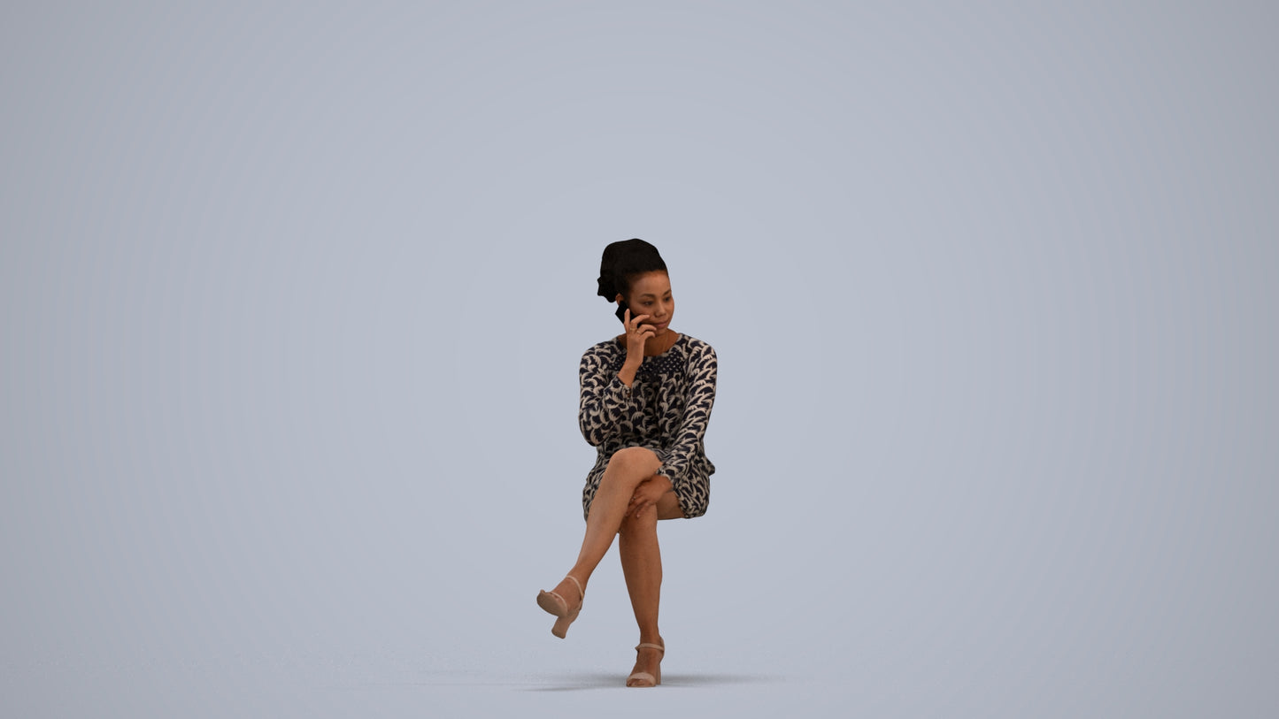 3D people model woman casual sitting, scanned human for 3ds Max rendering, standing pose render