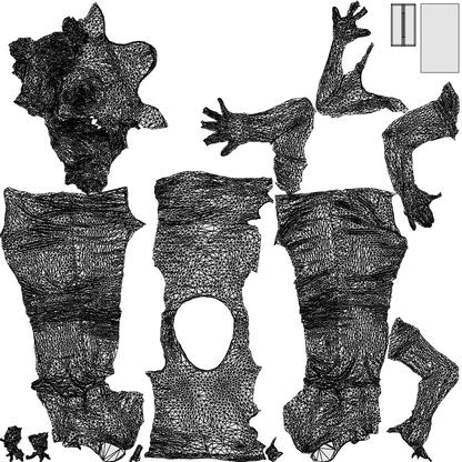 3D people model senior woman casual standing, scanned human for 3ds Max rendering, wireframe top-down view