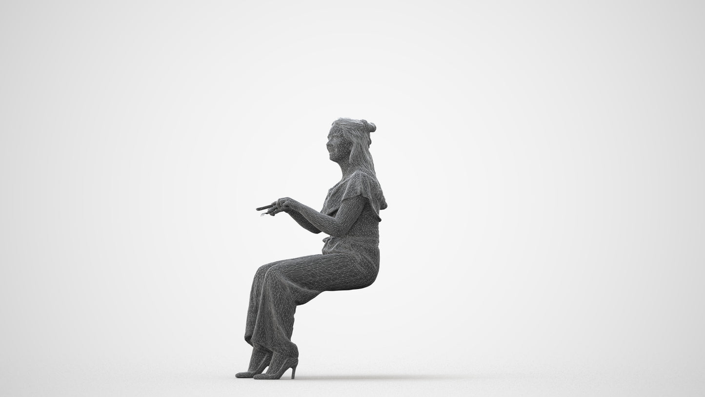 realistic 3D people woman casual sitting, render-ready for V-Ray and Corona, FBX OBJ, square thumbnail