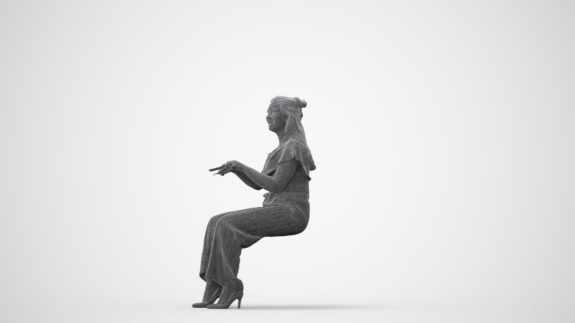 realistic 3D people woman casual sitting, render-ready for V-Ray and Corona, FBX OBJ, square thumbnail