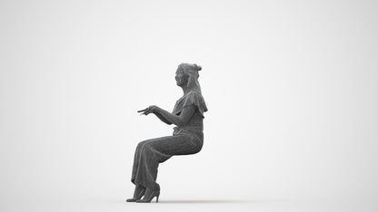realistic 3D people woman casual sitting, render-ready for V-Ray and Corona, FBX OBJ, square thumbnail