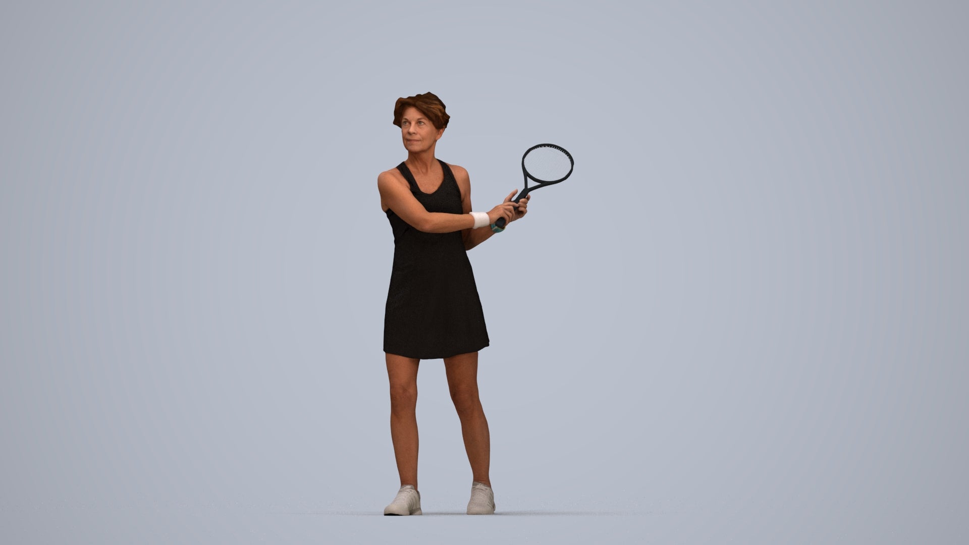 3D scanned woman sport, photorealistic archviz people for Enscape and SketchUp, top-down view render