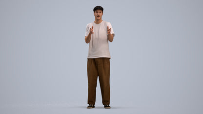 3D people model man casual standing, scanned human for 3ds Max rendering, standing pose render