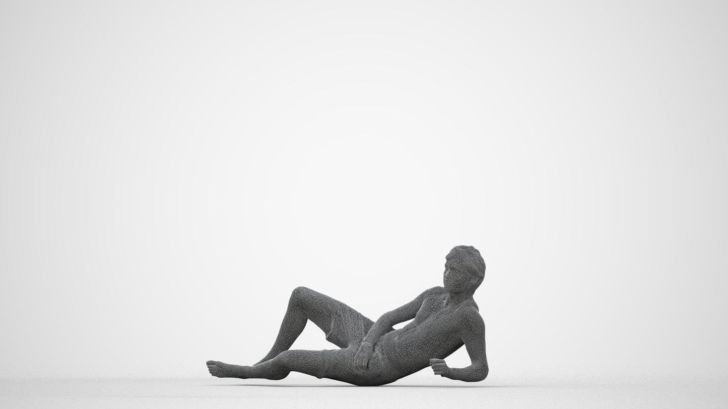 photogrammetry 3D man pool, realistic human model archviz FBX, wireframe back view