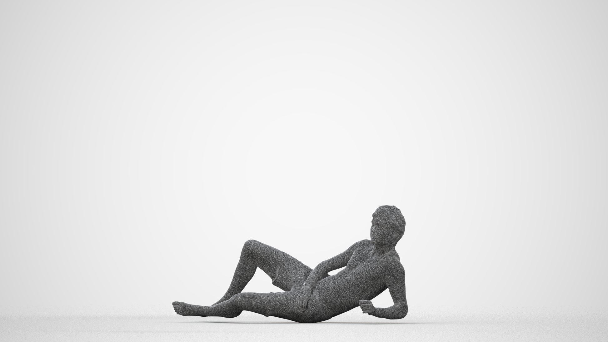 photogrammetry 3D man pool, realistic human model archviz FBX, wireframe back view